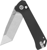QSP Knife Grebe T Button Lock Black G10 Folding SW 14C28N Tanto Pocket Knife 148C1