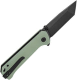 QSP Knife Grebe T Button Lock Jade G10 Folding Black 14C28N Tanto Pocket Knife 148D2