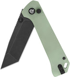 QSP Knife Grebe T Button Lock Jade G10 Folding Black 14C28N Tanto Pocket Knife 148D2