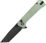 QSP Knife Grebe T Button Lock Jade G10 Folding Black 14C28N Tanto Pocket Knife 148D2