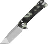 QSP Knife Grebe T Button Lock Glow In The Dark Raffir Resin Folding S35VN Tanto Knife 148E1