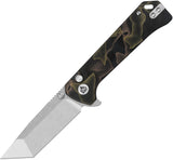 QSP Knife Grebe T Button Lock Noble Raffir Resin Folding S35VN Tanto Pocket Knife 148F1