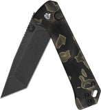 QSP Knife Grebe T Button Lock Noble Raffir Resin Folding Black S35VN Tanto Pocket Knife 148F2