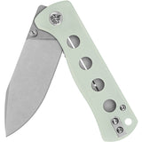 QSP Knife Canary Linerlock Jade G10 Folding Stonewash 14C28N Pocket Knife 150E1