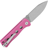 QSP Knife Canary Linerlock Pink G10 Folding Stonewash 14C28N Pocket Knife 150H1