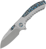 QSP Knife Capybara Framelock Titanium & Arctic CF Folding SW M390 Knife 152A2