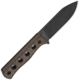 QSP Knife Canary Brown Micarta Black Cr8Mo2VSi Fixed Blade Knife w/ Sheath 155A2