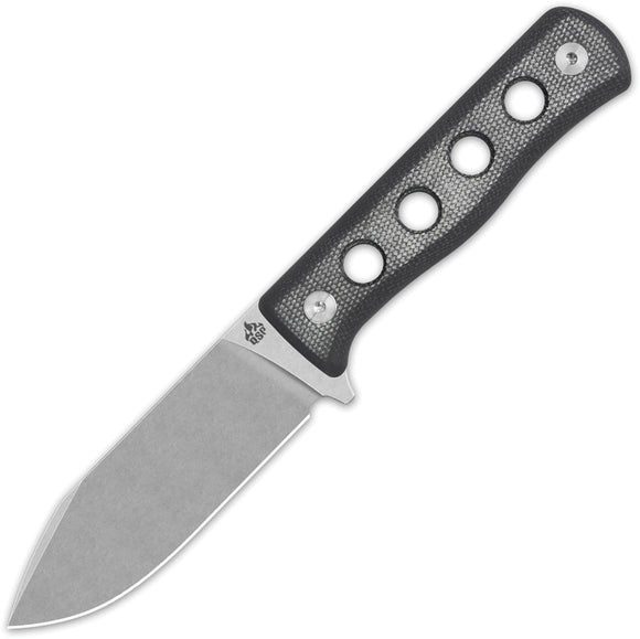 QSP Knife Canary Black Micarta Cr8Mo2VSi Fixed Blade Knife w/ Sheath 155B1