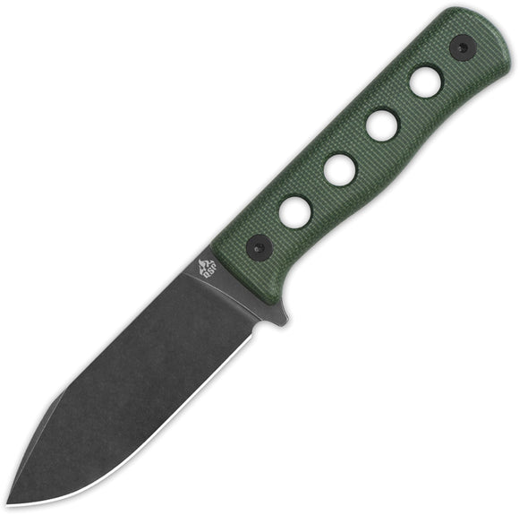 QSP Knife Canary Green Micarta Black Cr8Mo2VSi Fixed Blade Knife w/ Sheath 155C2