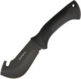 Remington 9.75: Black Rubber Handle Hunting Guthook Fixed Blade Knife + sheath 11915