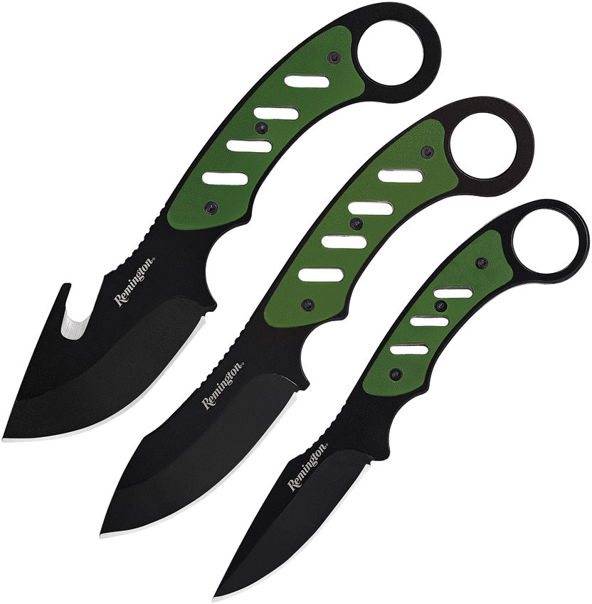 Remington 3pc Sportsman Skinner Green Stainless Fixed Blade Knife