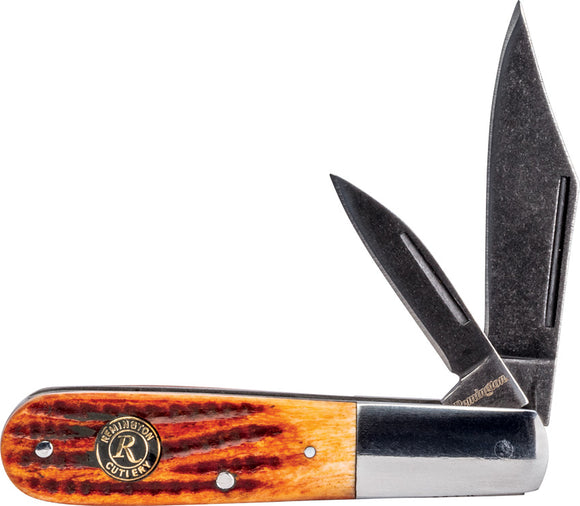 Remington Backwoods Barlow Brown Jigged Bone Folding Pocket Knife 15725