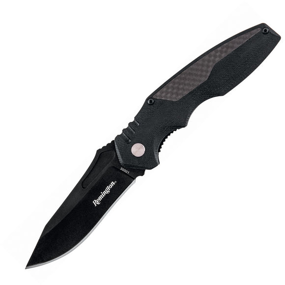 Remington Black G10 & Carbon Fiber Inay Tactical Linerlock Folding Knife 30001