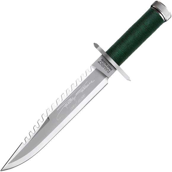 Rambo First Blood Stallone Signature OD Green Cord Stainless Fixed Blade Knife w/ Sheath 9293