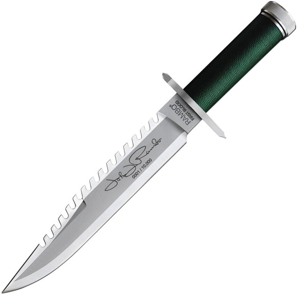 Rambo First Blood John OD Green Cord Wrapped Stainless Fixed Blade Knife w/ Sheath 9423