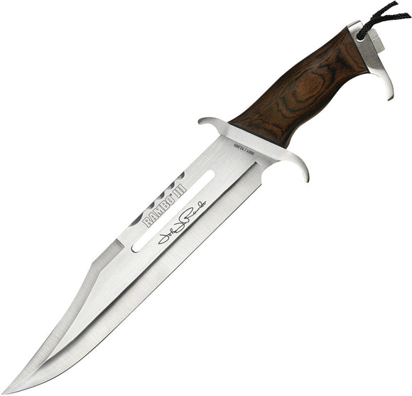 Rambo III John Rambo Signature Hardwood Stainless Steel Fixed Blade Knife w/ Sheath 9425