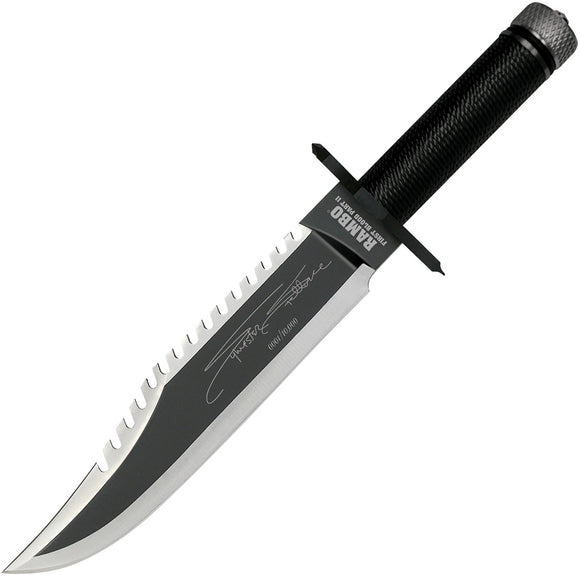 Rambo First Blood Part II Mini Black Cord Wrapped Stainless Fixed Blade Knife w/ Sheath 9432