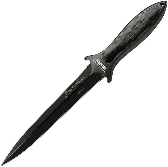 Rambo Boot Knife Black Smooth Micarta Stainless Steel Fixed Blade Knife w/ Sheath 9434