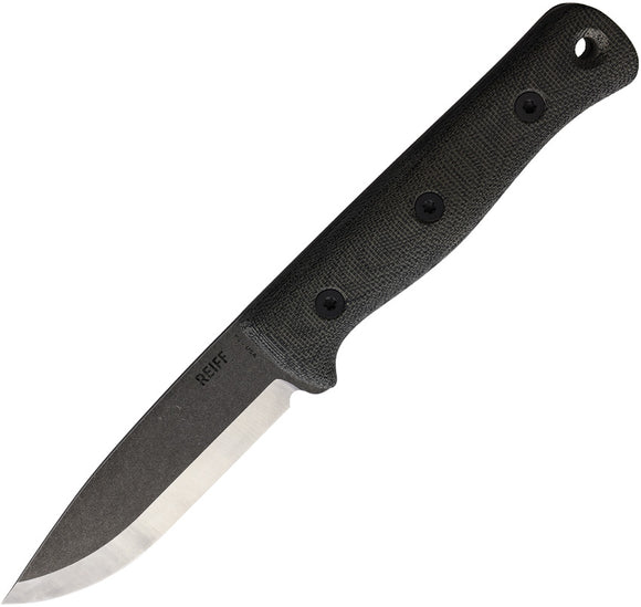 Reiff Knives F4 Scandi Bushcraft Micarta Carbon Fixed Blade Knife 4021BCMBRLR
