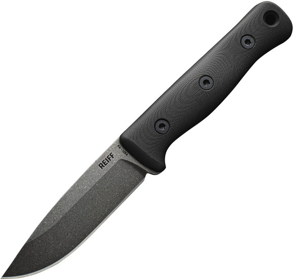 Reiff Knives F4 Bushcraft Survival G10 Carbon Fixed Blade Knife REKF411BLGK