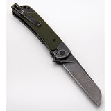 Revo Duo Framelock OD Green G10 Folding 9Cr18MoV Sheepsfoot Pocket Knife DUOSGRN