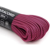 Atwood Rope MFG 100ft Black & Hot Pink Diamond Pattern Parachute Cord 1315H