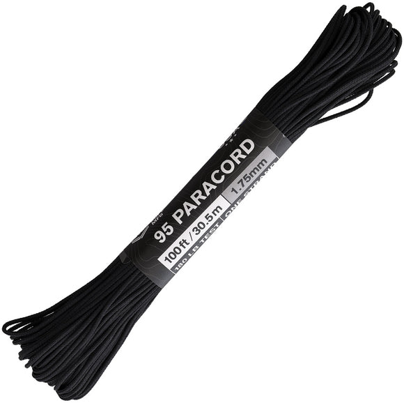 Atwood Rope MFG 100ft 95 Black Paracord 1325H