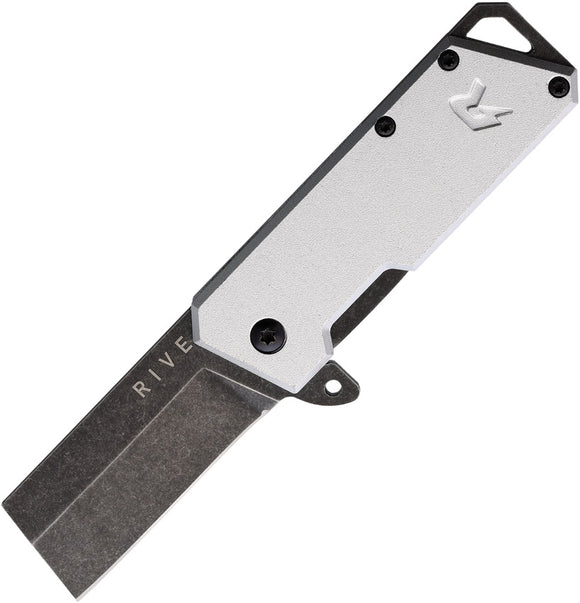RIVE Knives Rogue Mini Pocket Knife Linerlock Silver Aluminum Folding AUS-8 002