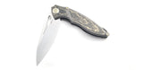 Rike 1902 Framelock Gold Carbon Fiber & Titanium Folding M390 Knife 1902SGCF