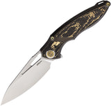 Rike 1902 Framelock Gold Carbon Fiber & Titanium Folding M390 Knife 1902SGCF