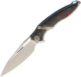Rike Knife Titanium Framelock Red Carbon Fiber M390 Folding Knife 1902