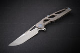 Rike Knight Gray 3.93" N690 Framelock Titanium Folding Pocket Knife nightg