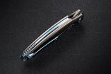 Rike Knife Unicorn Blue Carbon Fiber & Titanium M390 Folding Knife unibcf
