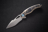 Rike Knife Unicorn Blue Carbon Fiber & Titanium M390 Folding Knife unibcf
