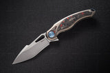 Rike Knife Unicorn Red Carbon Fiber & Titanium M390 Folding Knife unircf