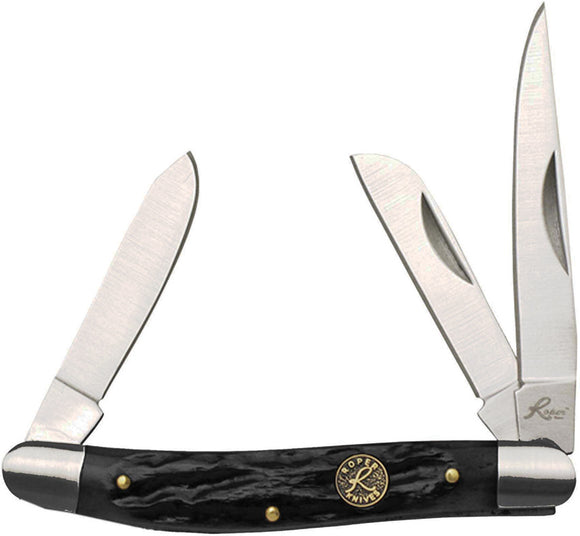 Roper Stockman Pocket Knife Slip Joint Black Jigged Bone Folding Steel 0001CBK