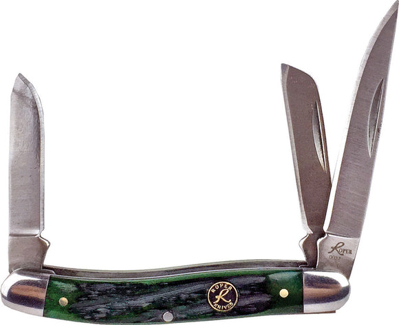 Roper Stockman Pocket Knife Slip Joint Green Bone Folding Carbon Steel 0001CGB