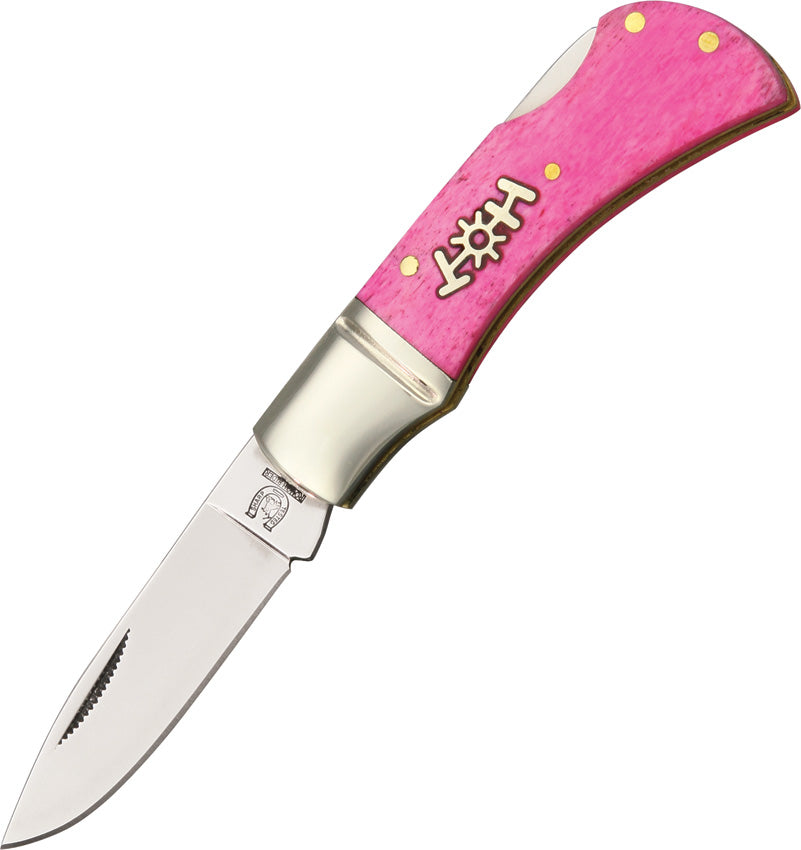 Rough Rider Mustang Lockback Pink Smooth Bone Handle Folding Blade