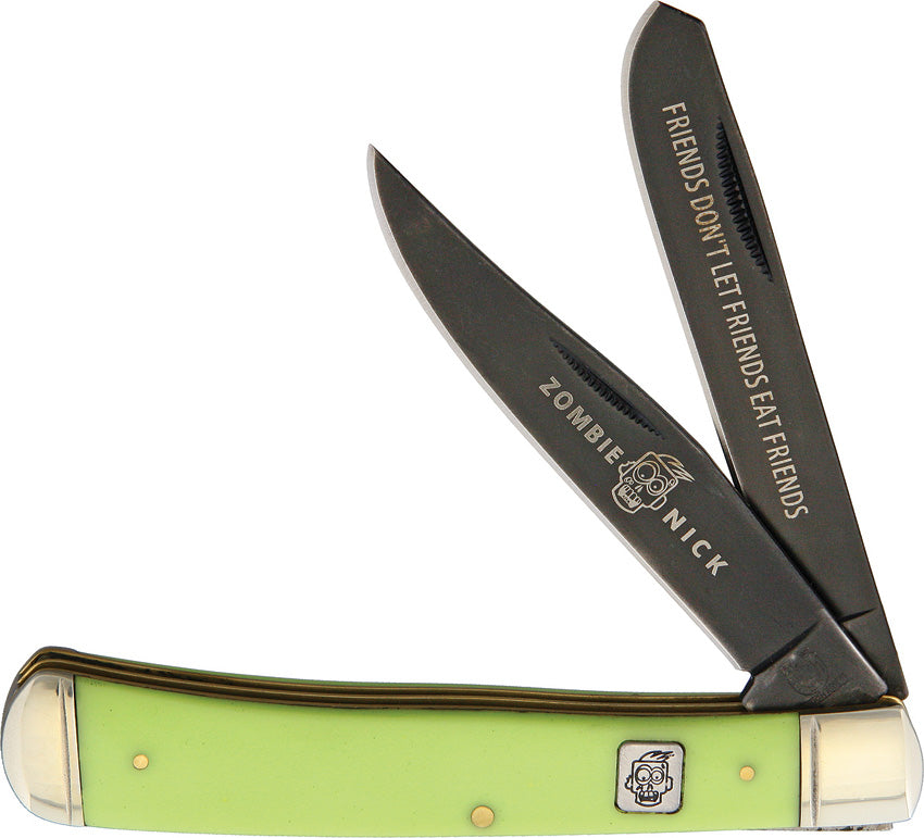 『激レア』The Knife in spun America Rough Rider Zombie Nick Trapper Green Handle Black Stainless
