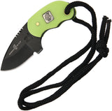 Rough Rider Zombie Nick Fixed Blade Green Bone Handle Neck Knife w/ Sheath 1454