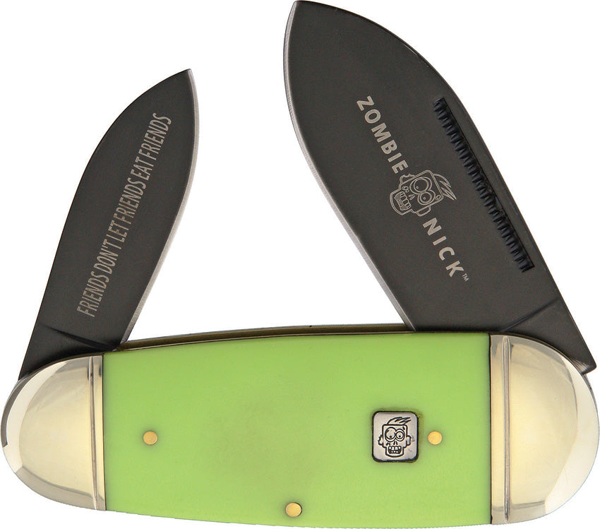 Rough Rider Zombie Nick Large Toenail Green Handle Folding Blades