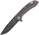 Rough Rider Framelock Folding Blackwash A/O Blade Stainless Handle Knife 1488