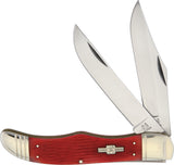 Rough Rider Folding Hunter Stainless Blade Strawberry Red Bone Handle Knife 1501
