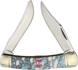 Rough Rider Crackle Stone Series Handle Moose Stainless Folding Blade Knife 1532