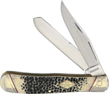 Rough Rider Trapper Buckshot Bone Stainless Folding Spear & Pen Blade Knife 1544