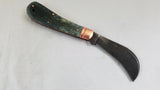 Rough Rider Copper Bolster Black Bone Handle Hawkbill Folding Blade Knife 1587