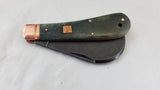 Rough Rider Copper Bolster Black Bone Handle Hawkbill Folding Blade Knife 1587