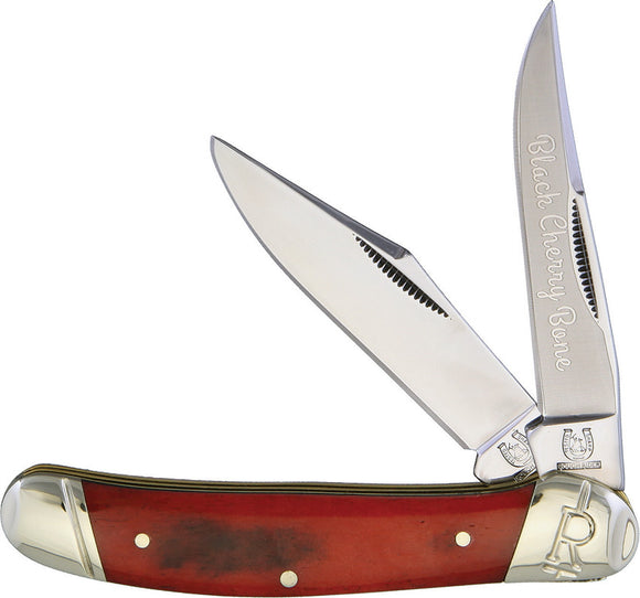 Rough Rider Copperhead Smooth Black Cherry Bone Handle Folding Blade Knife 1662
