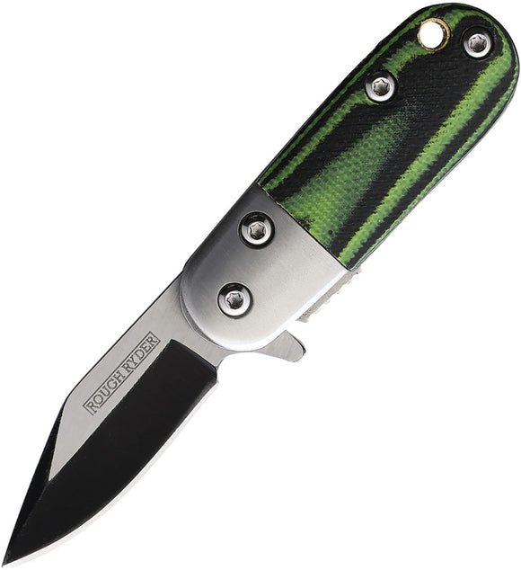 Rough Ryder Tadpole Black & Green G10 Linerlock A/O Folding Knife 2313