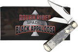 Rough Ryder Black Appaloosa Coke Bottle Bone Folding Stainless Pocket Knife 2485